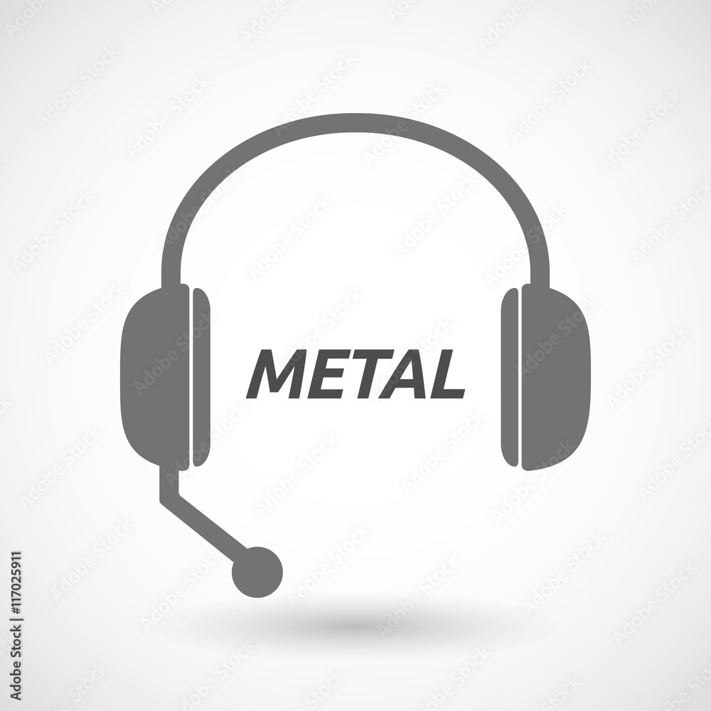 Isolated headset icon with the text METAL Isolated headset icon with the text METAL