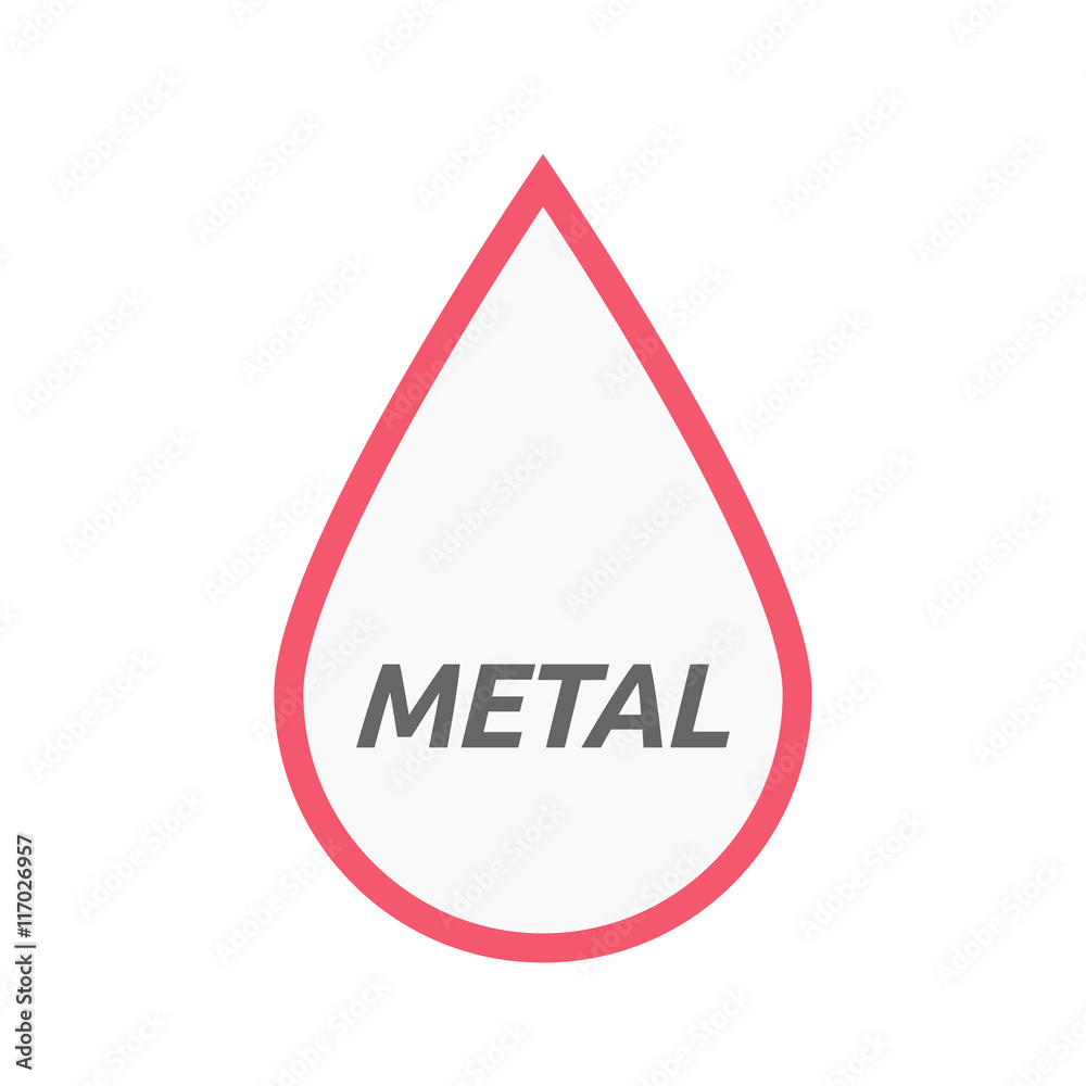 Isolated line art blood drop icon with the text METAL Isolated line art blood drop icon with the text METAL