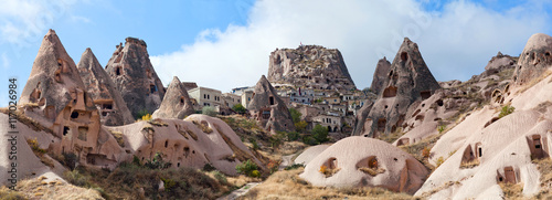 panorama of Uchisar castle in Cappadocia, Turkey photo