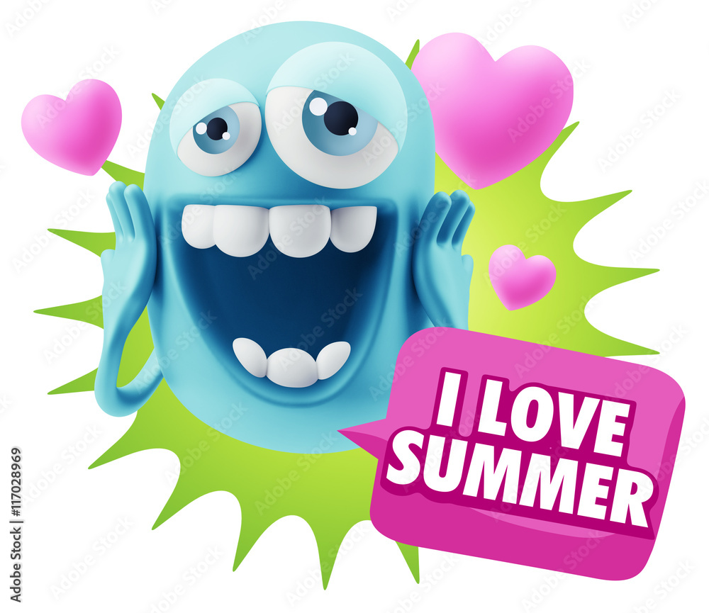 3d Rendering. Love Emoticon Face with hands on cheeks saying I L 3d Rendering. Love Emoticon Face with hands on cheeks saying I L