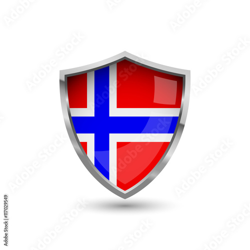 Free Download National flag of Norway. Flag on the metal shield with glare. - GFXLoad