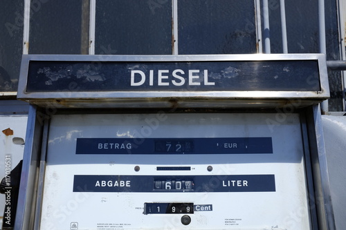 Old Diesel fuel dispenser of a german Gas station
