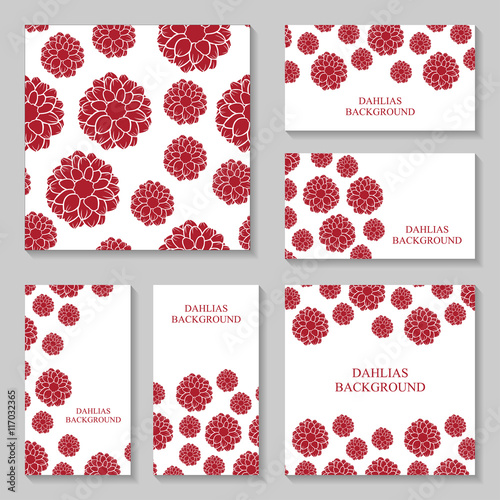 Fototapeta Naklejka Na Ścianę i Meble -  Dahlias flowers background set