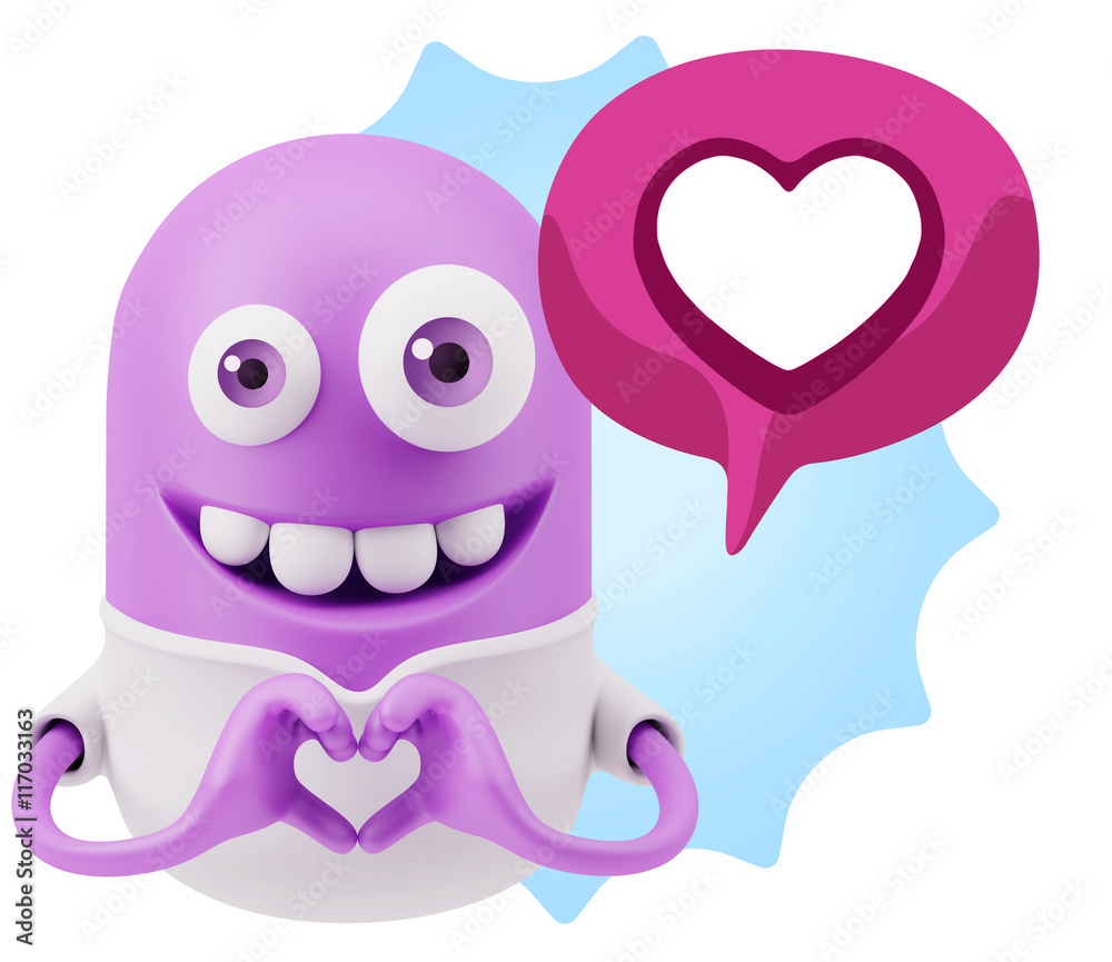 3d Rendering. Romantic Emoticon with hands forming a heart drawi 3d Rendering. Romantic Emoticon with hands forming a heart drawi