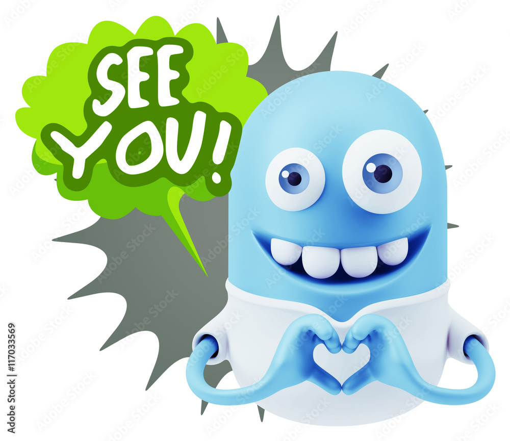 3d Rendering. Romantic Emoticon with hands forming a heart drawi