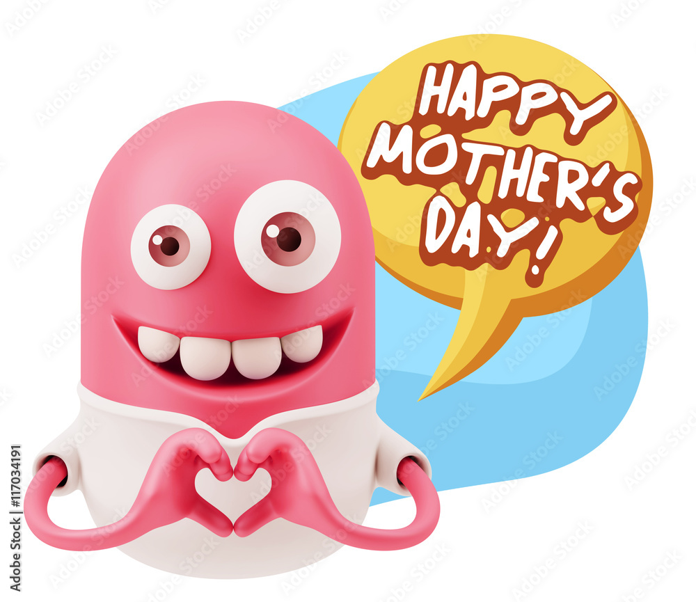 Obraz premium 3d Rendering. Romantic Emoticon with hands forming a heart drawi