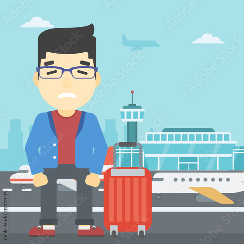 Man suffering from fear of flying.