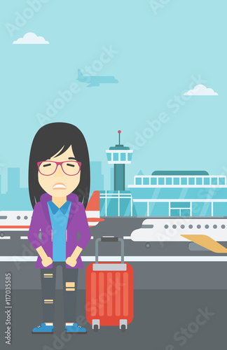 Woman suffering from fear of flying.