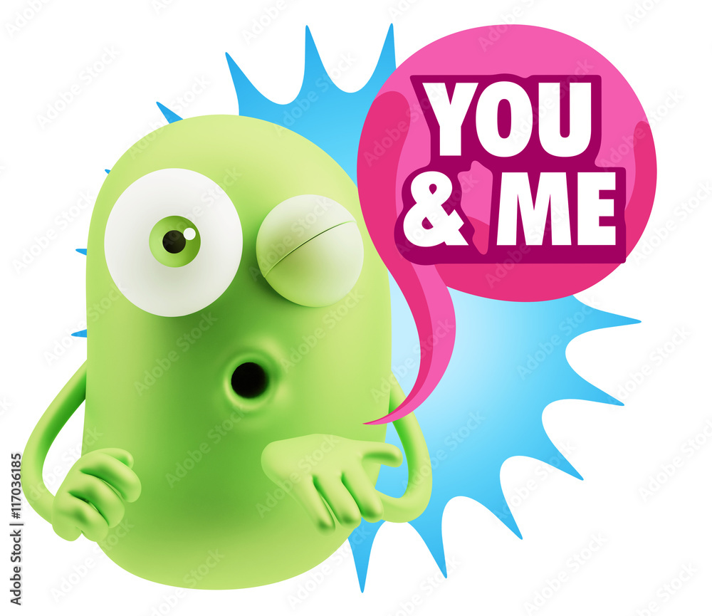 3d Rendering. Love Emoticon Face Blowing a Kiss saying You And M 3d Rendering. Love Emoticon Face Blowing a Kiss saying You And M