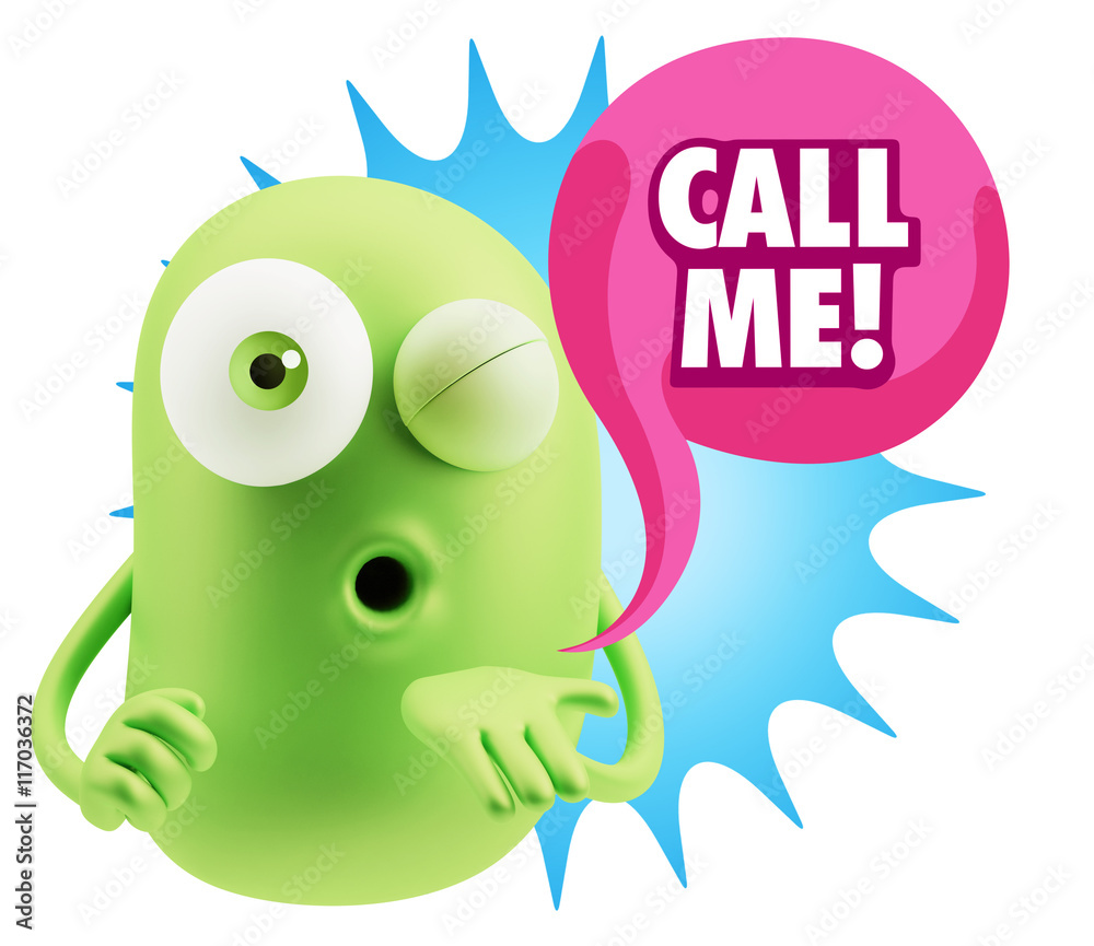 3d Rendering. Love Emoticon Face Blowing a Kiss saying Call Me w 3d Rendering. Love Emoticon Face Blowing a Kiss saying Call Me w