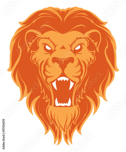 Fototapeta Naklejka Na Ścianę i Meble -  Roaring lion head mascot. Label. Logotype. Isolated on white background