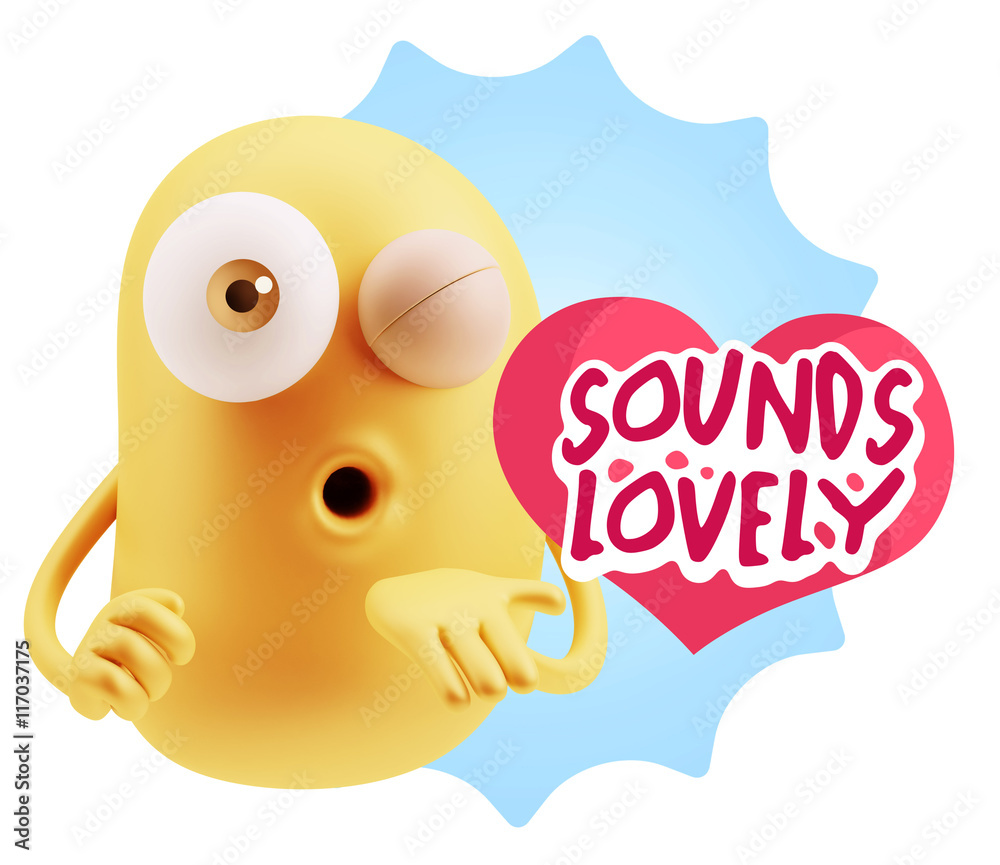 3d Rendering. Love Emoticon Face Blowing a Kiss saying Sounds Lo 3d Rendering. Love Emoticon Face Blowing a Kiss saying Sounds Lo