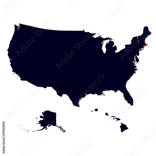 Rhode Island State in the United States map