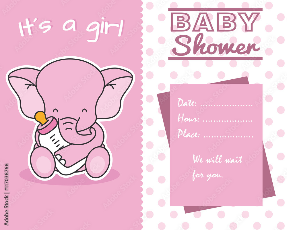 Elephant with baby bottle. baby shower