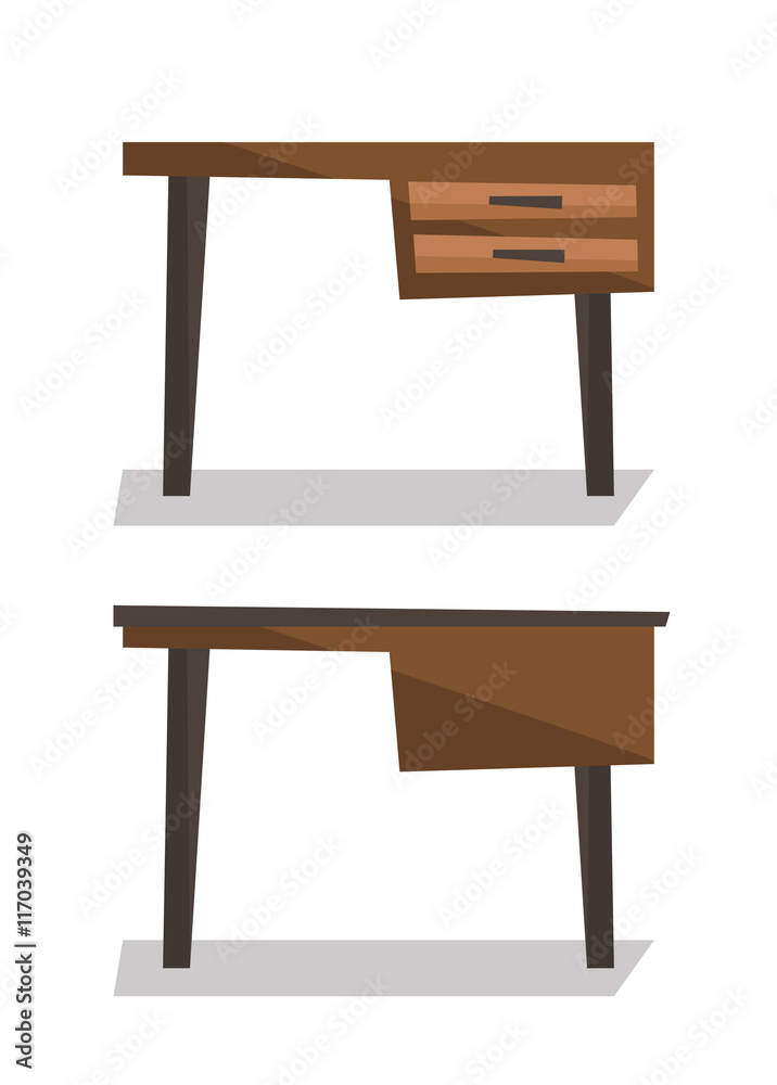 Wooden desk with drawers vector illustration. Wooden desk with drawers vector illustration.