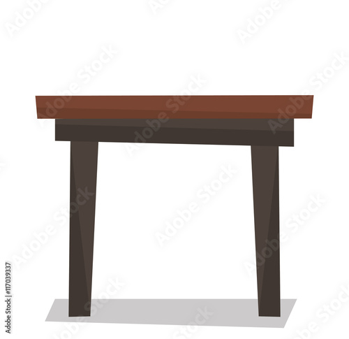Brown wood coffee table vector illustration.