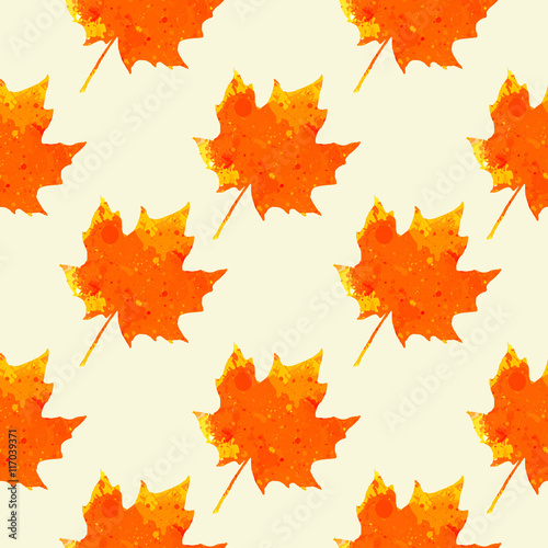 Watercolor maple leaves pattern