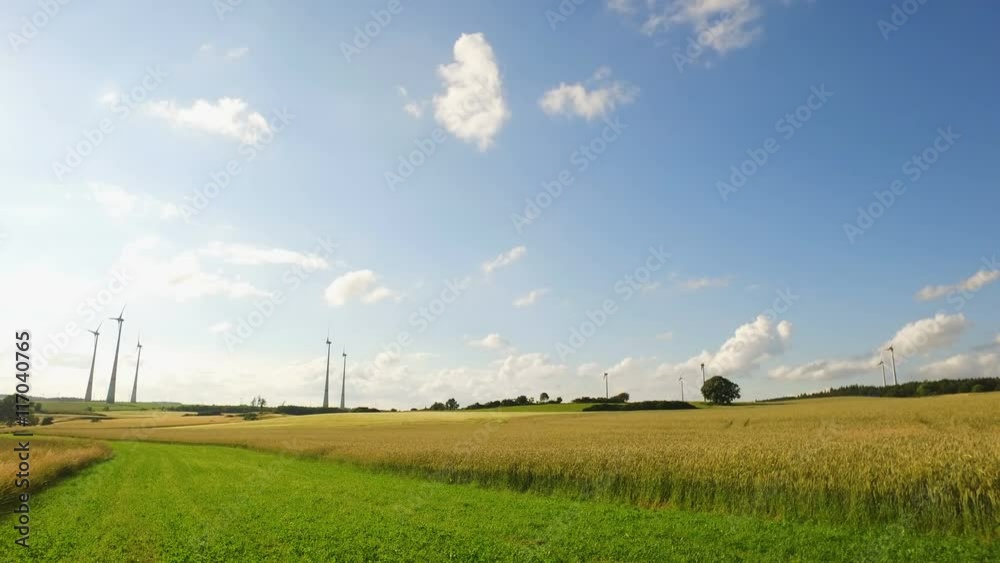 power generating wind turbines in the countryside