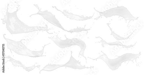 Fotografía Collection set of white milk / color splashes isolated on white background / Sam