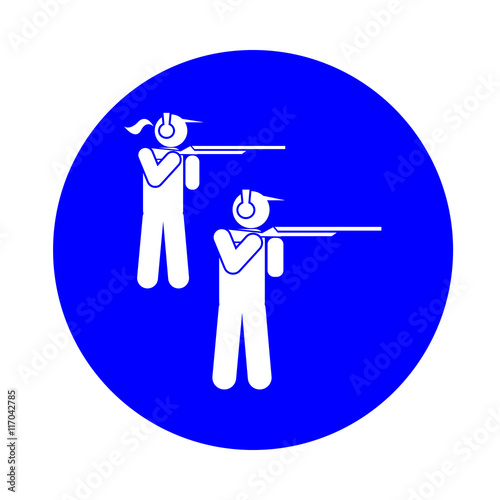 Two white outline shooters on a blue background