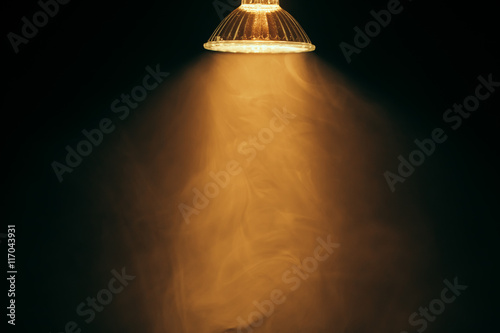 halogen lamp with reflector, warm light in fog