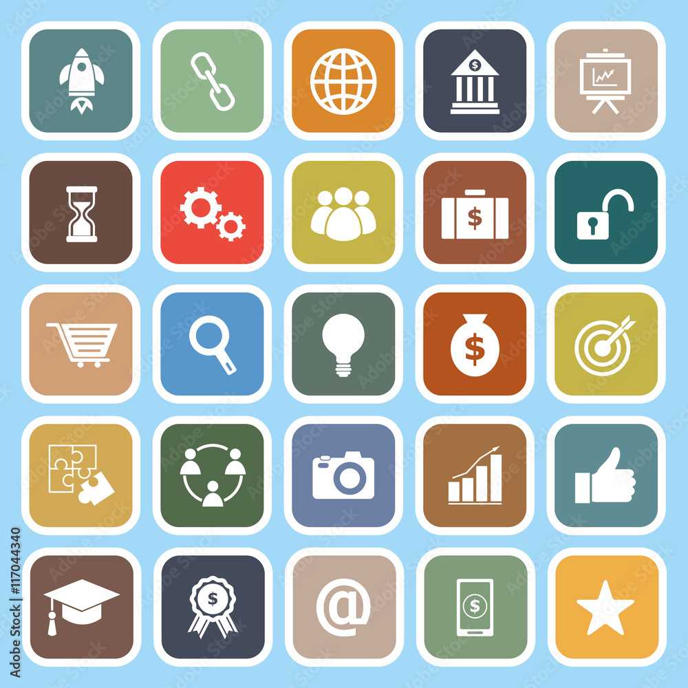 Start up flat icons on blue background Start up flat icons on blue background