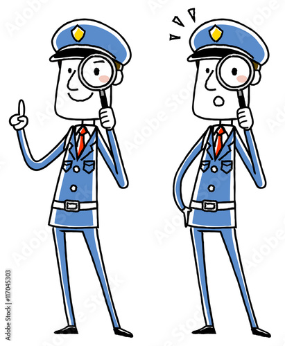 男性警備員：虫眼鏡

