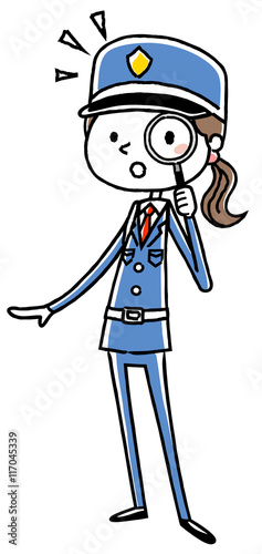 女性警備員：虫眼鏡

