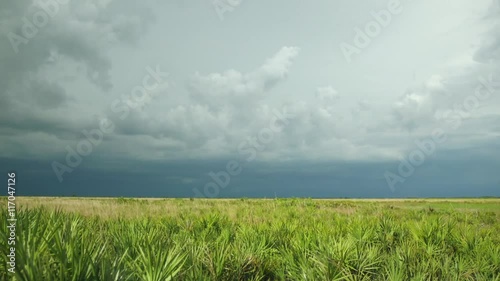 Dark Thunderstorm Rolls in Over Florida Prairie, 4K