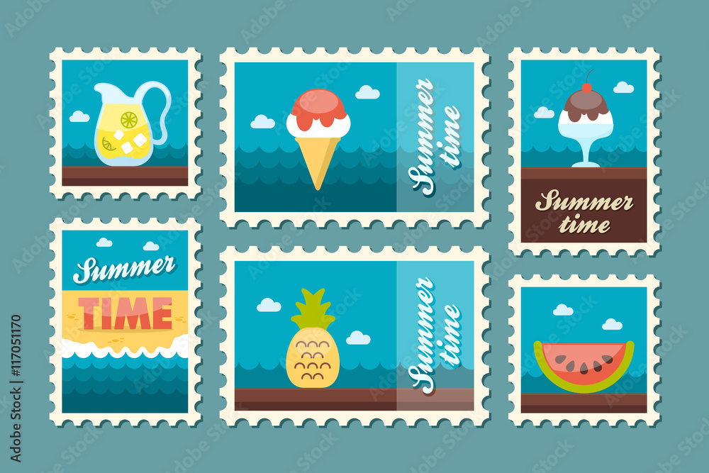 Bar beach stamp set. Summer. Vacation