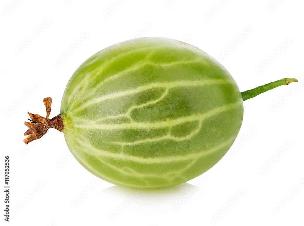 Green gooseberry close-up isolated on a white background. Green gooseberry close-up isolated on a white background.