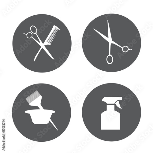 Hairdressing equipment icons