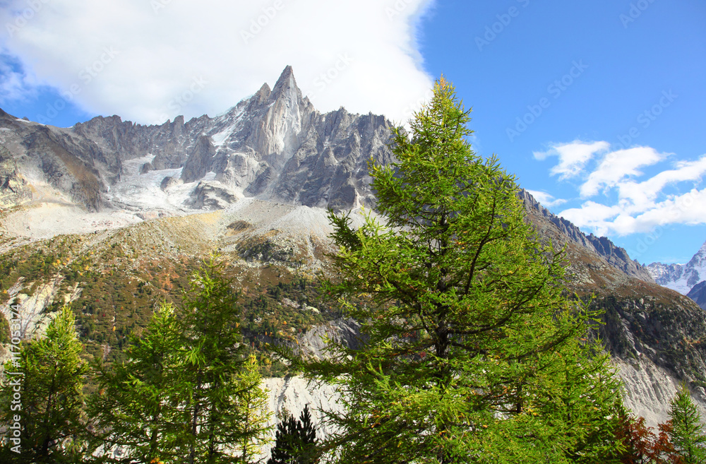 mountain landscape at Mont Blanc in autumn, France