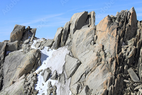 glacier and summit at Mont Blanc massif, France