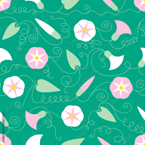 Seamless pattern with beautiful gentle bindweeds. It can be used