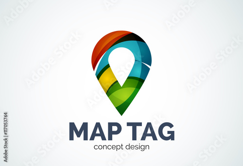 Free Download Abstract business company map tag or locator logo template, navigation pointer concept - GFXLoad