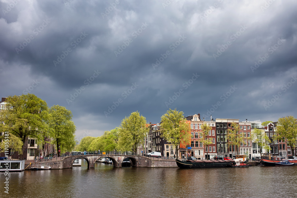 City Skyline of Amsterdam in Holland