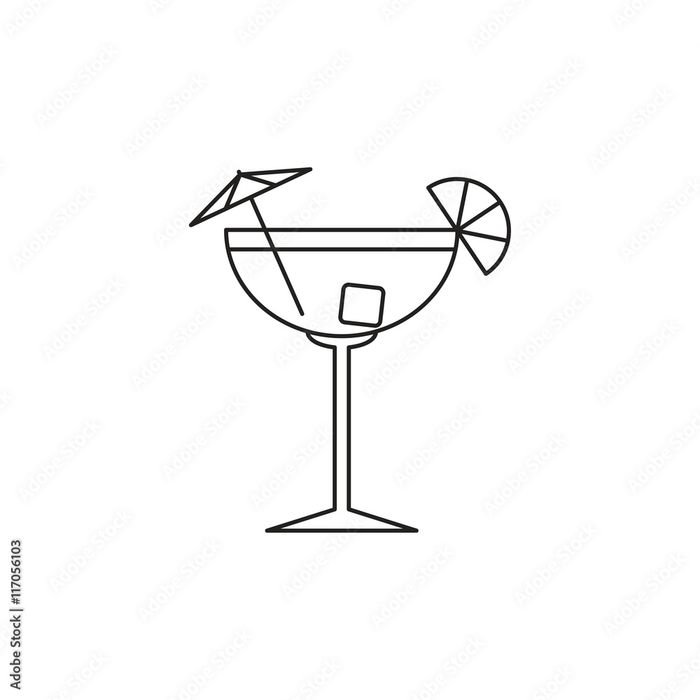 Outline cocktail icon isolated on white background