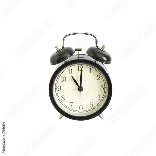 Alarm clock setting at 11 AM or PM isolated on white background