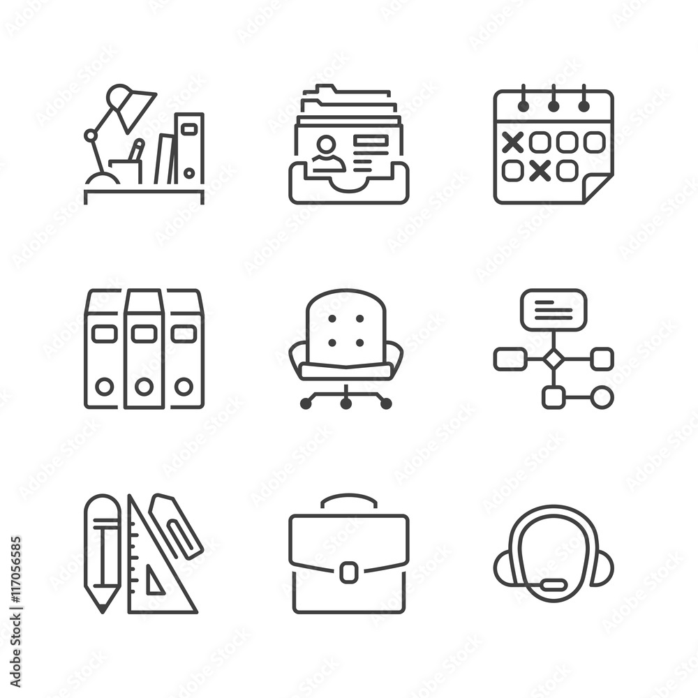 basic office thin line icons basic office thin line icons