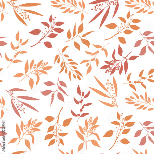 Seamless pattern with orange twigs silhouette.
