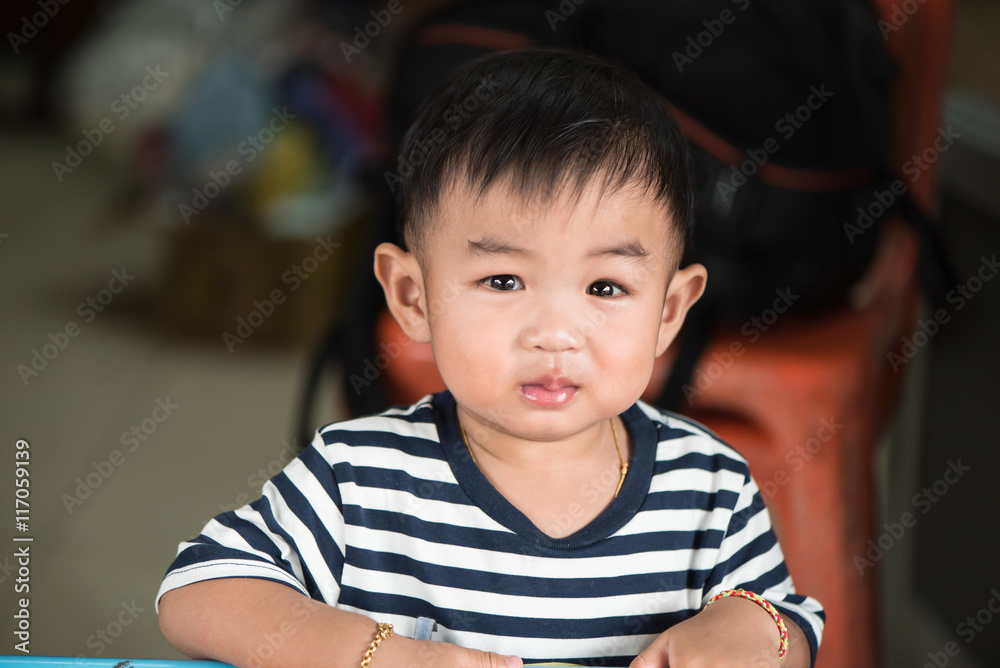 Asian baby boy feeling happy and smile Asian baby boy feeling happy and smile