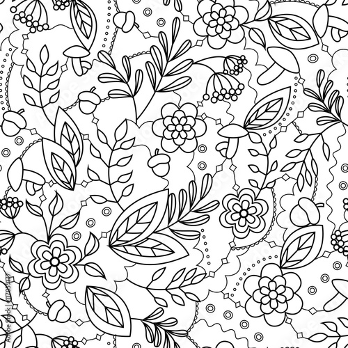 Autumn seamless pattern coloring