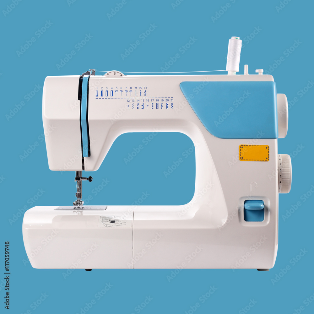 Household appliances - Sewing-machine blue background