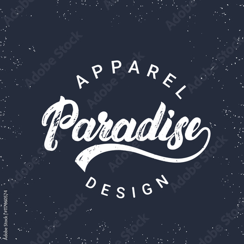 Paradise hand written lettering for tee print.