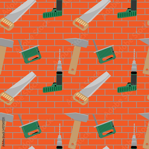 Seamless pattern with construction tools