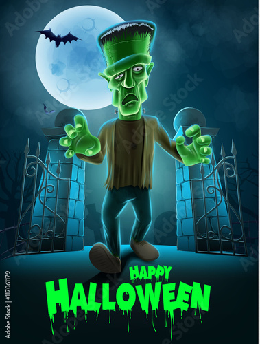halloween banner with zombie