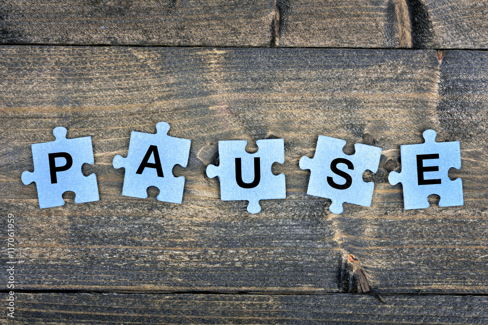 Puzzle with word Pause Stock Photo Adobe Stock