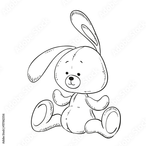 Toy Bunny coloring book. Vector isolated.