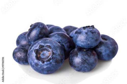 Fresh blueberries isolated on white background